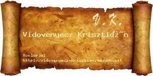 Vidovenyecz Krisztián névjegykártya